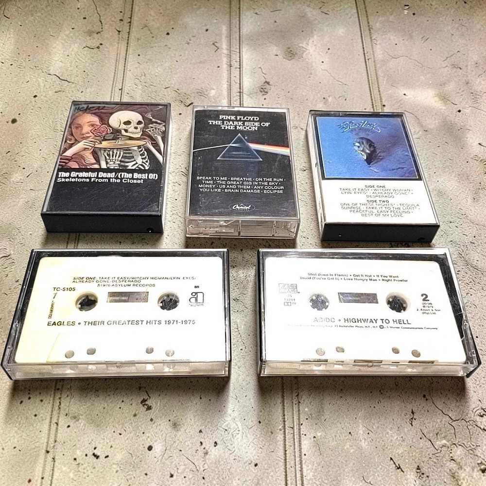 VTG Pink Floyd Grateful Dead Eagles ACDC Classic Rock Cassette Tape Lot 5 Albums
